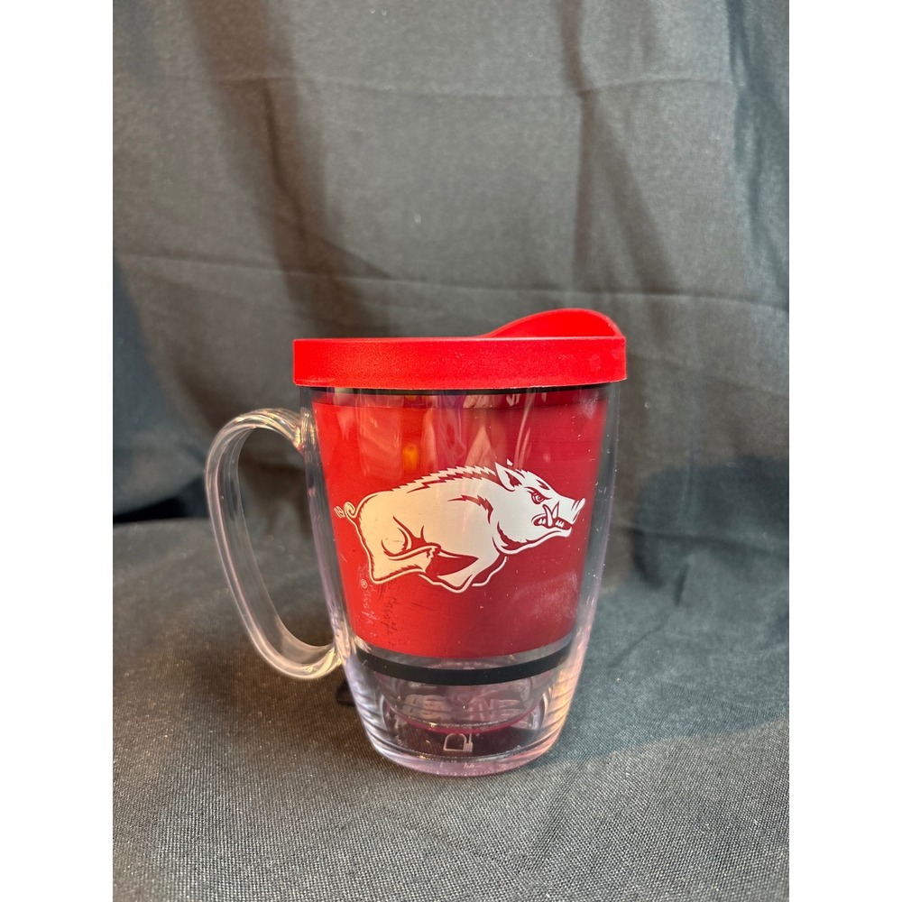 Arkansas Razorbacks Tervis Tumbler 16oz‎ Insulated Mug with Red Lid Running Hog